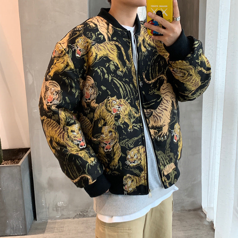 Embroidered Cotton Jacket Tiger Design