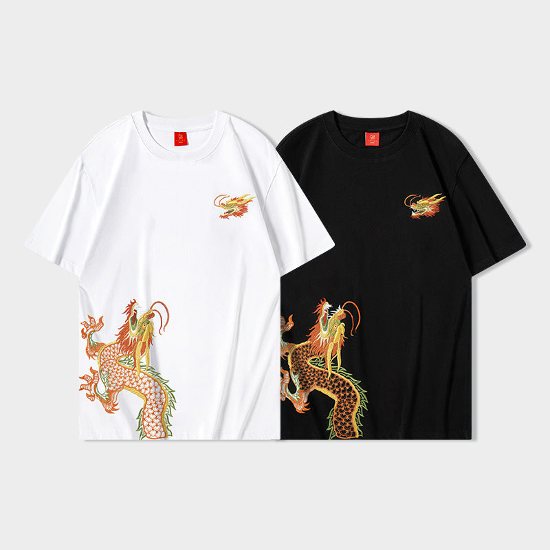 Heavy Embroidered Dragon Men's T-Shirt