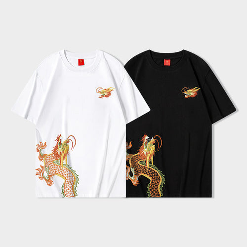 Heavy Embroidered Dragon Men's T-Shirt