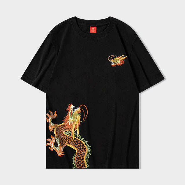 Heavy Embroidered Dragon Men's T-Shirt