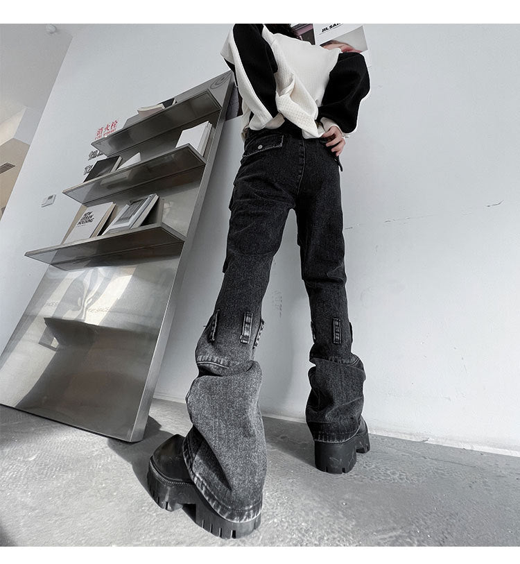 High Street Men's Distressed Multi-pocket Jeans
