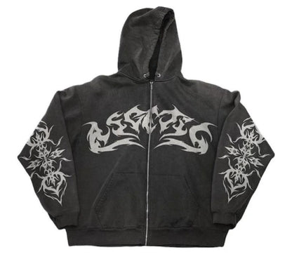 Gothic Print Hoodie