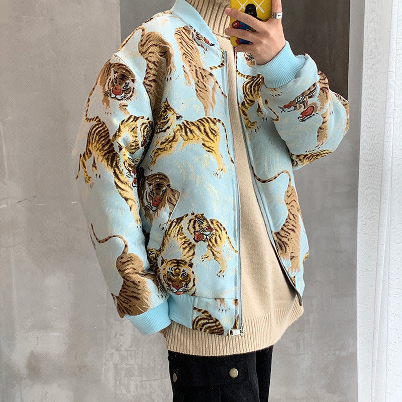 Embroidered Cotton Jacket Tiger Design